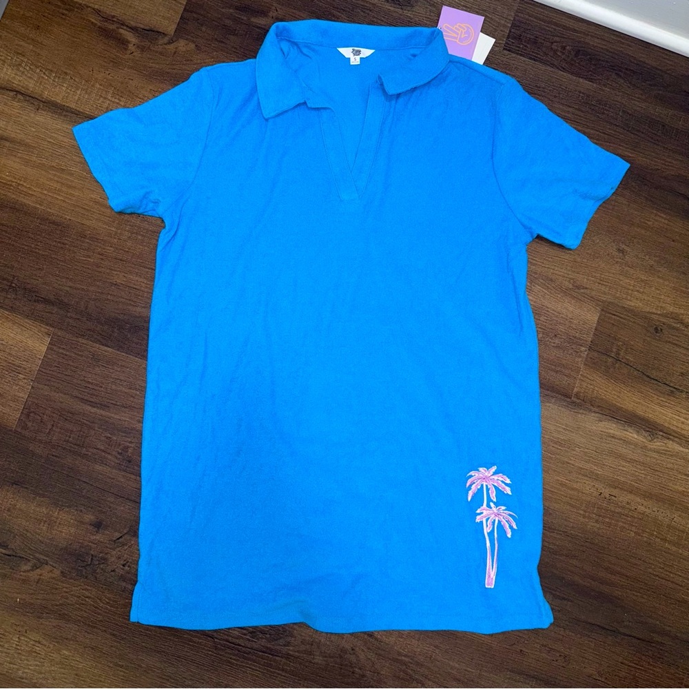 NWT Ascot and Hart Blue Terrycloth Cover-up Dress